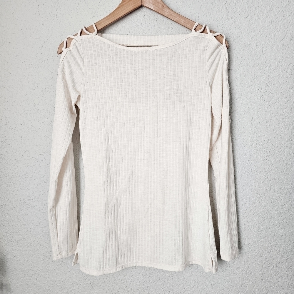 Jessica Simpson Laced Sleeves Open Back Top Size Small